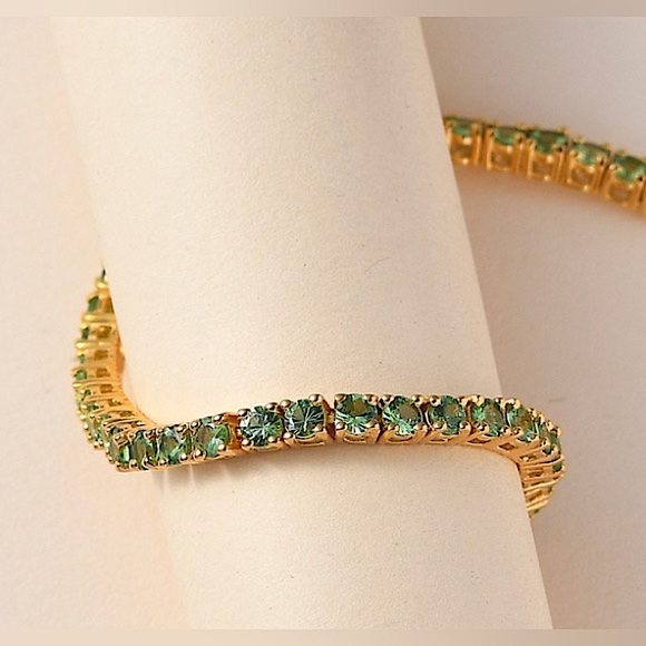 Tsavorite Garnet Tennis Bracelet Vermeil YG Over Sterling Silver8.10 ctw - Picture 1 of 6